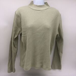 Carolyn Taylor Essentials Beige Mock Turtleneck Sweater with Metallic Threads-L
